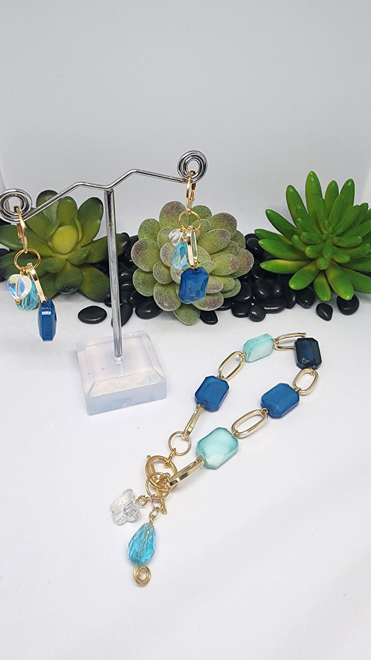 Set de pulsera de cristales rectangulares